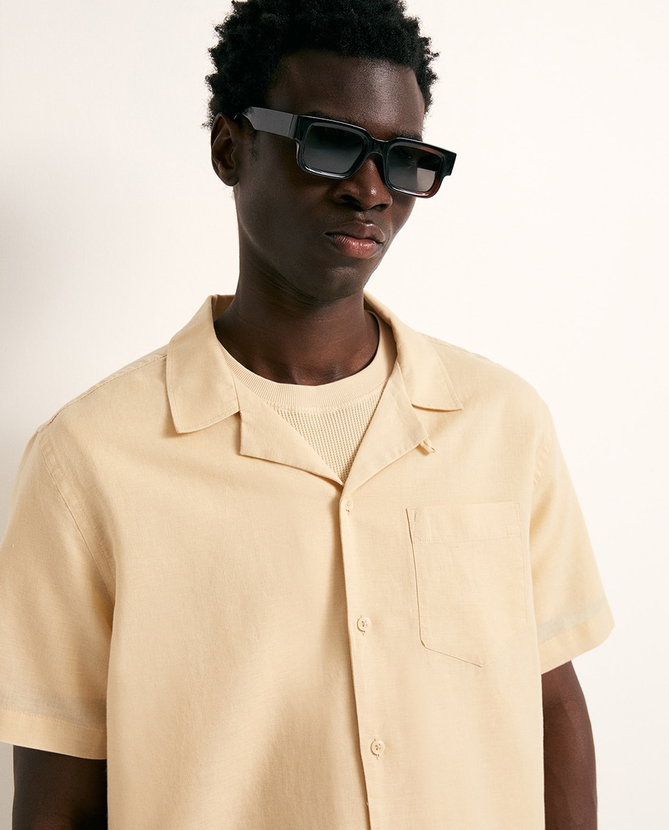 Camisa de Linho Amarelo-3