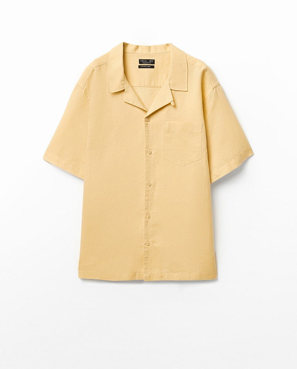 Camisa de Linho Amarelo-5