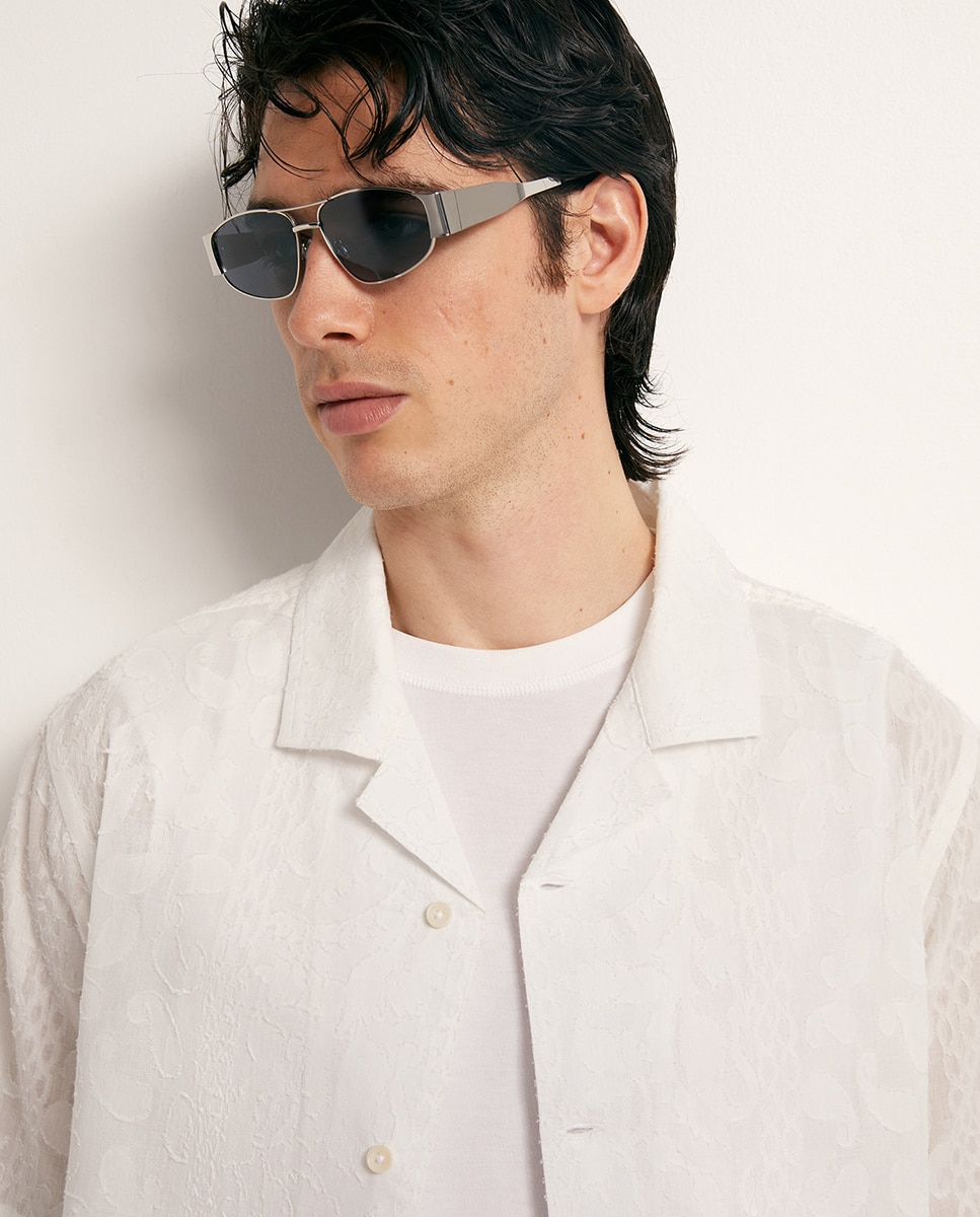 Camisa Jacquard Creme-2