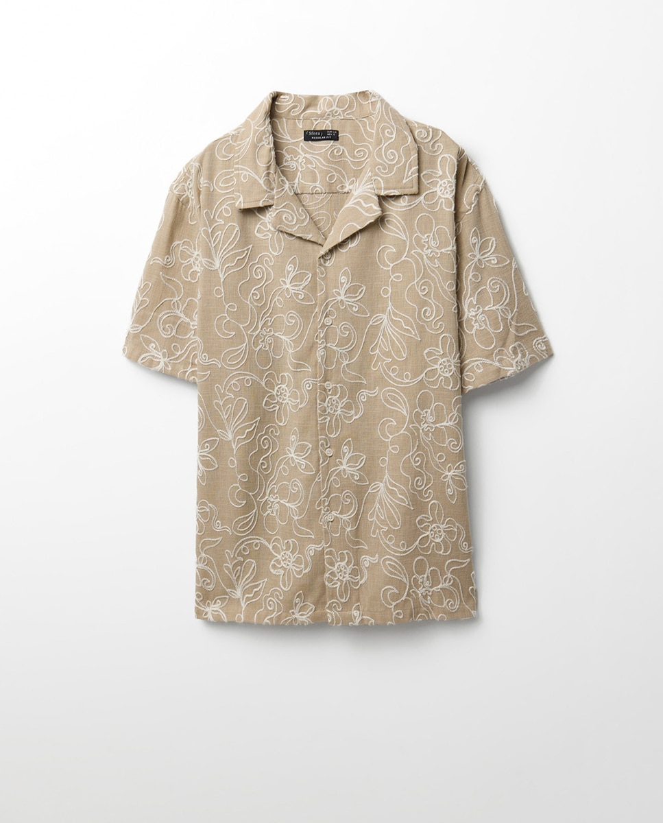 Camisa bordado grande - Sfera - Beige Beige-8