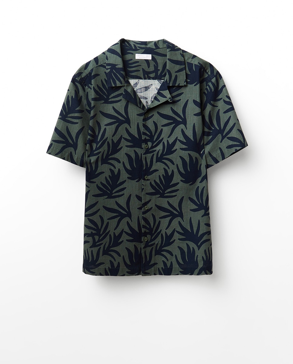 Camisa de Manga Curta Estampada Marinho-4
