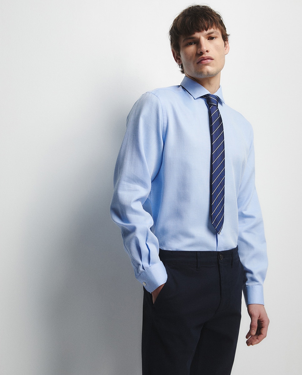 Camisa de Estrutura Regular Azul-2
