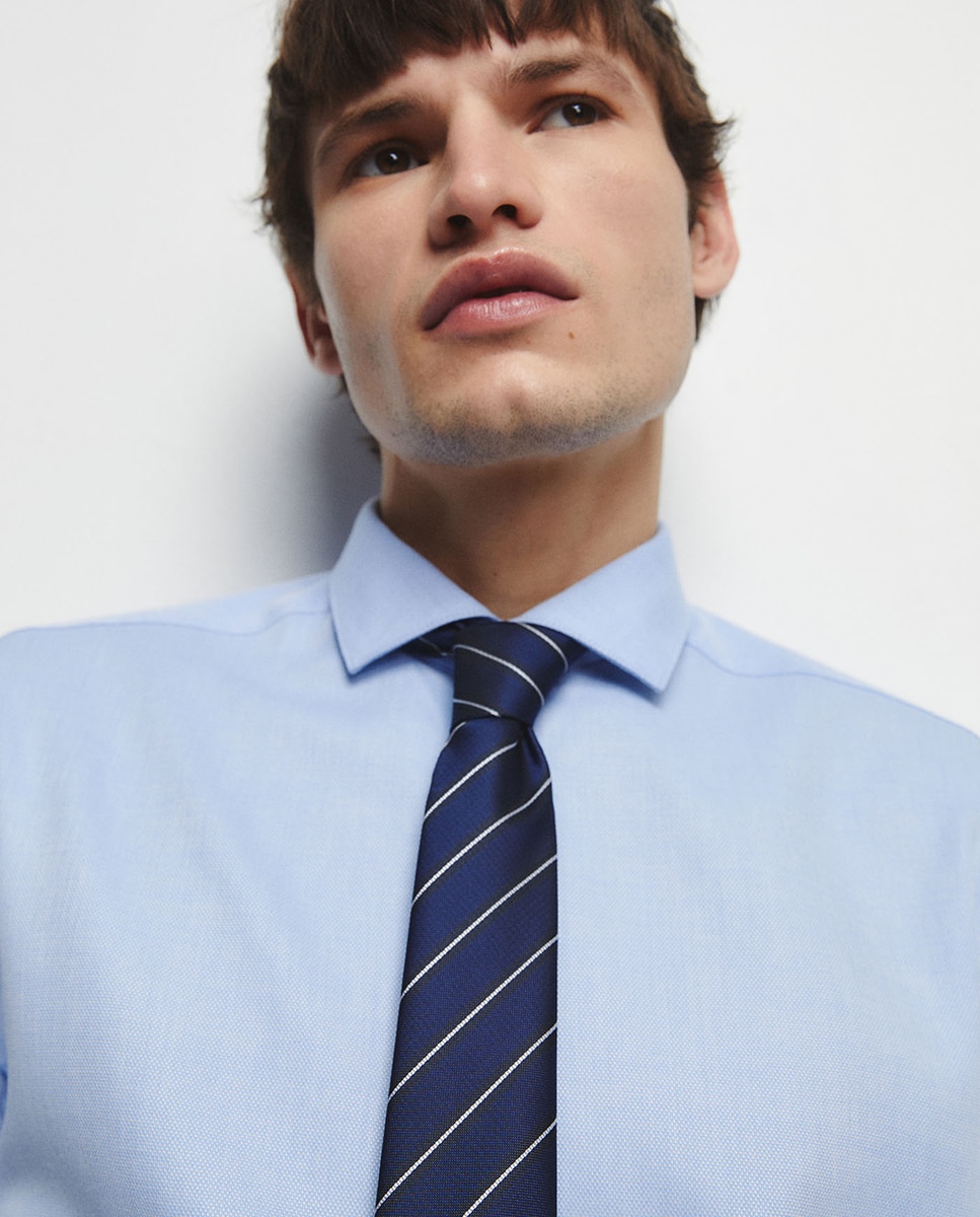 Camisa de Estrutura Regular Azul-4