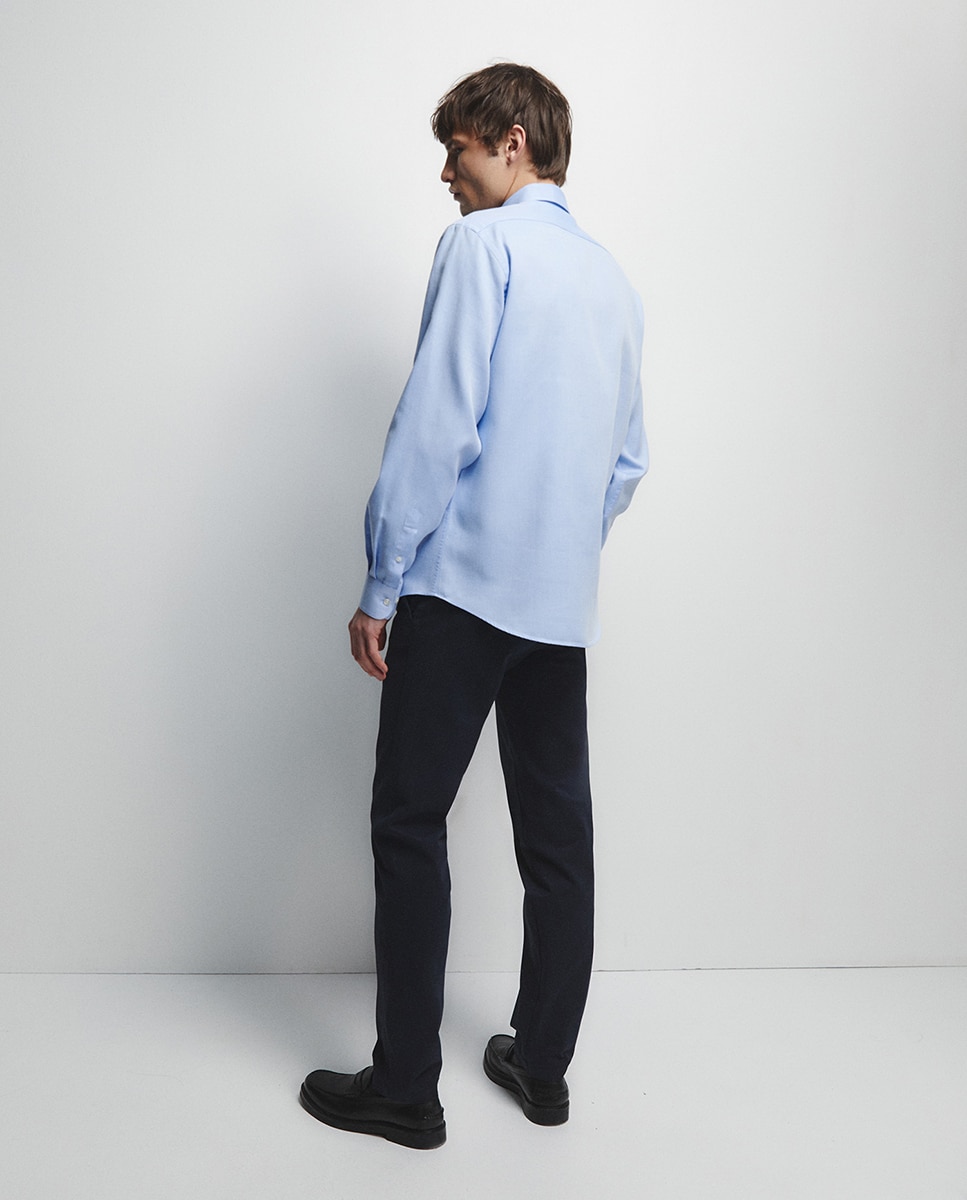 Camisa de Estrutura Regular Azul-5