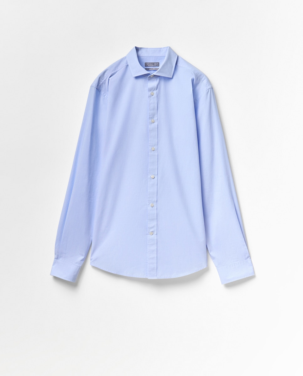 Camisa Regular aos Micro Quadrados Azul-6