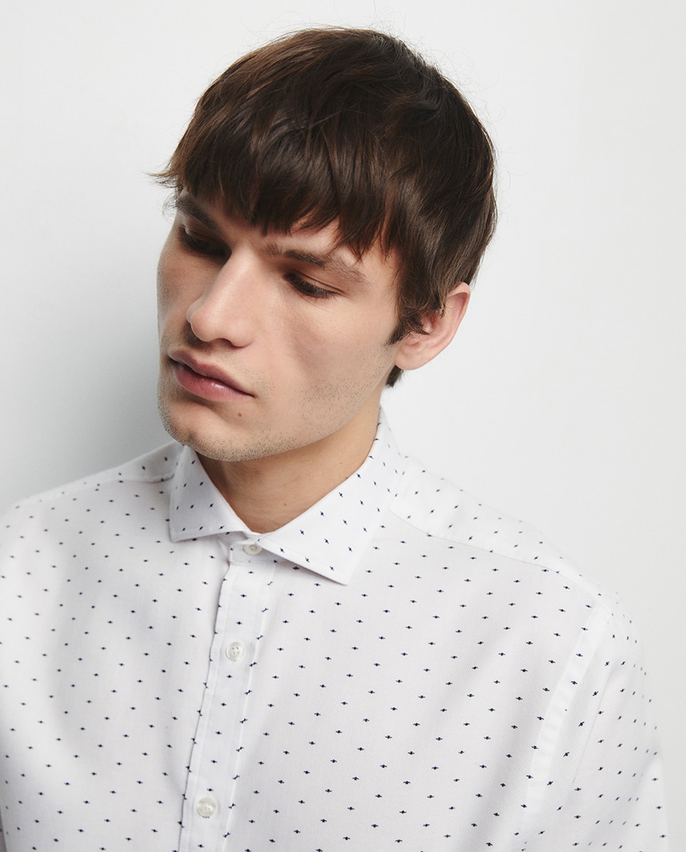 Camisa Estampada com Estrutura Branco-3