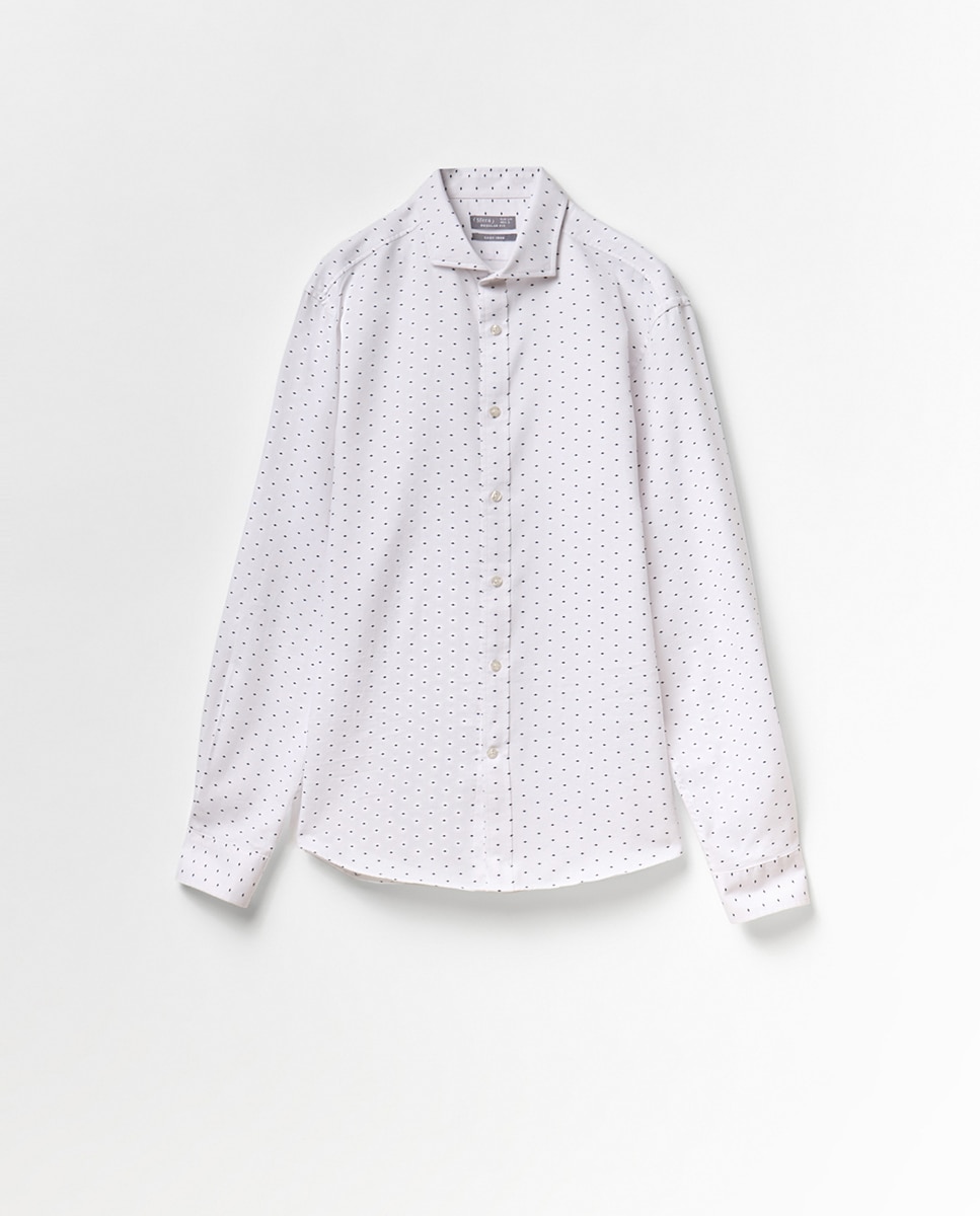 Camisa Estampada com Estrutura Branco-5