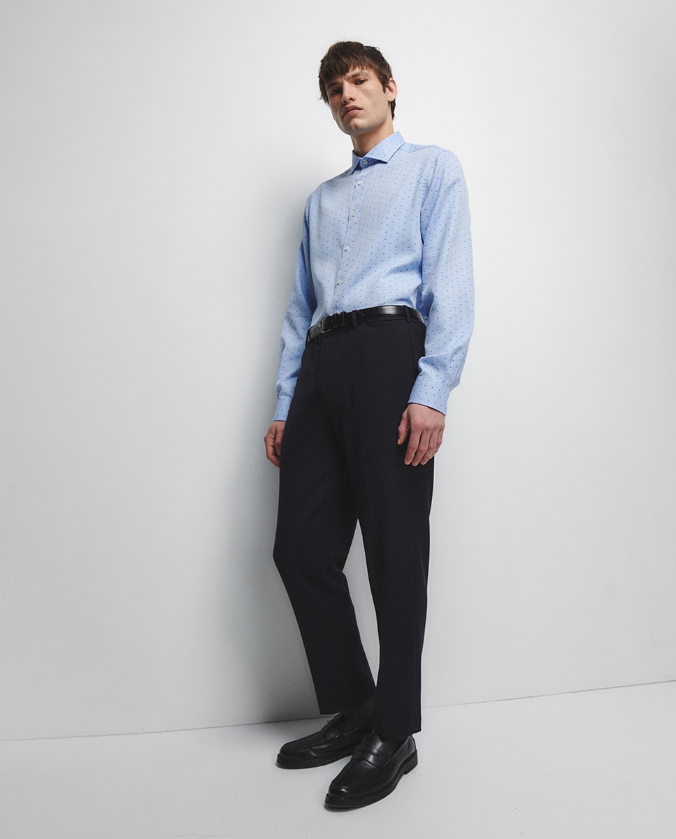 Camisa Estampada com Estrutura Azul-3