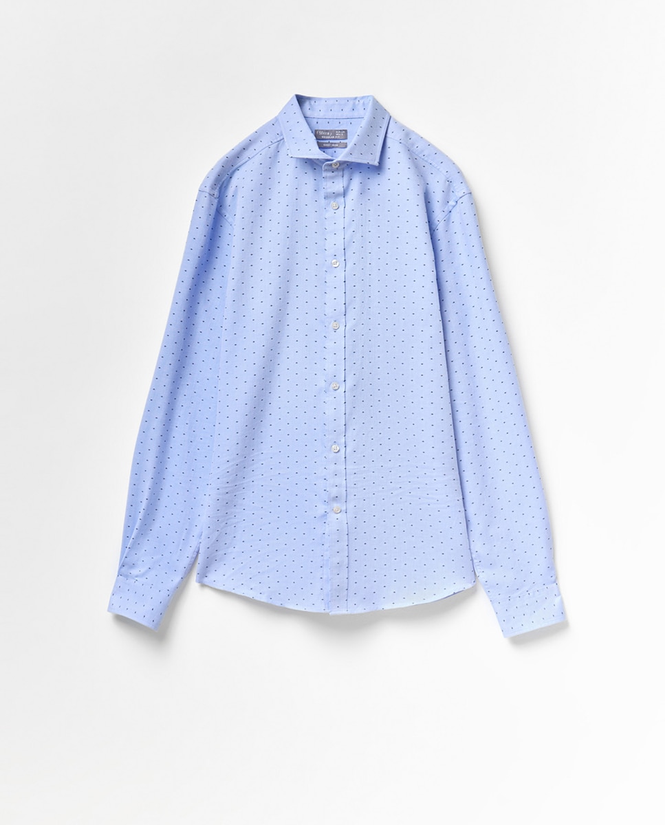 Camisa Estampada com Estrutura Azul-5