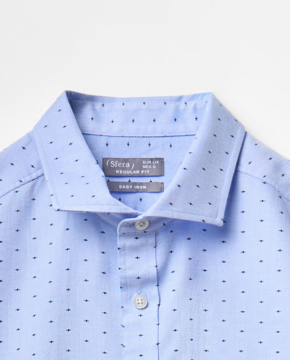 Camisa Estampada com Estrutura Azul-6