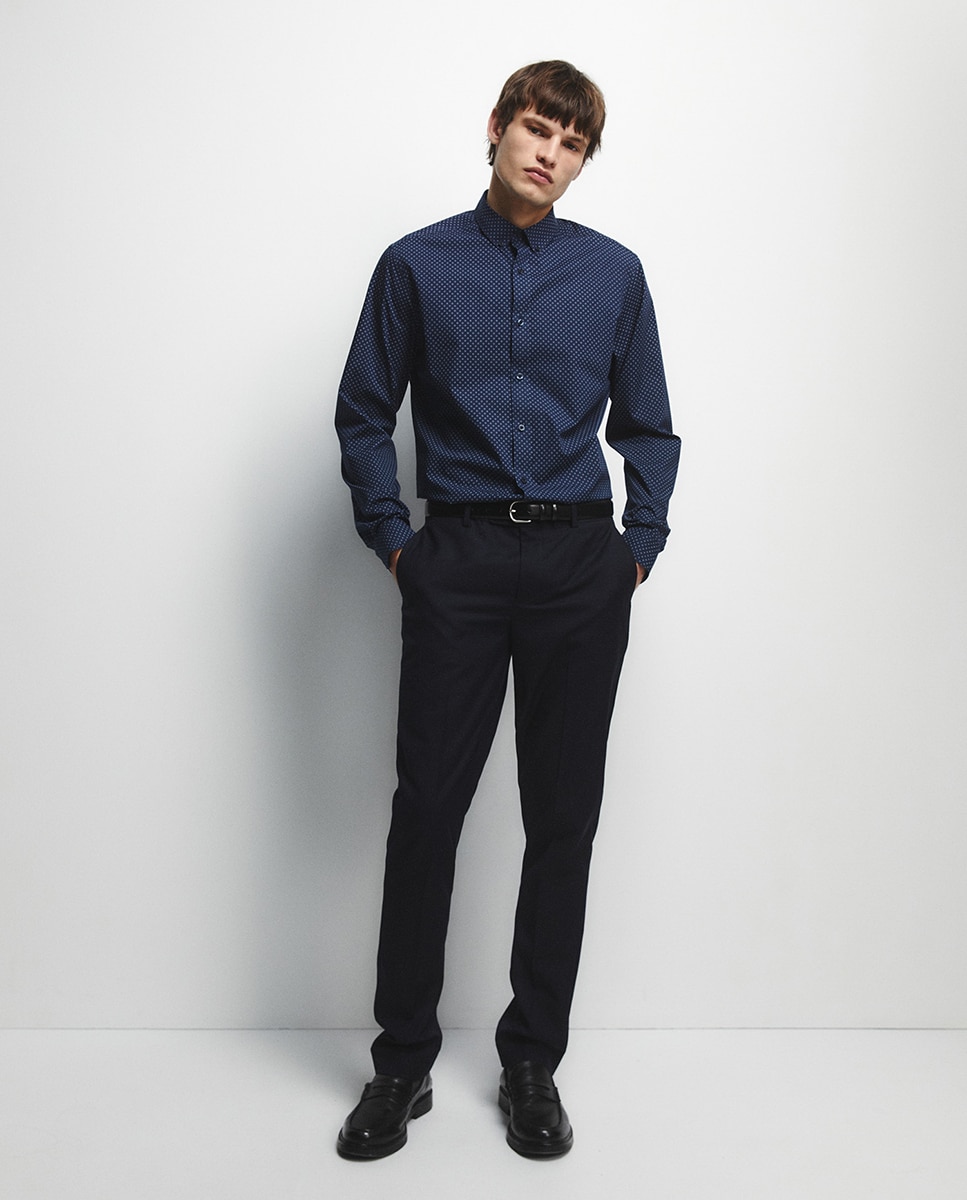 Camisa Estampada Slim Azul-marinho-2