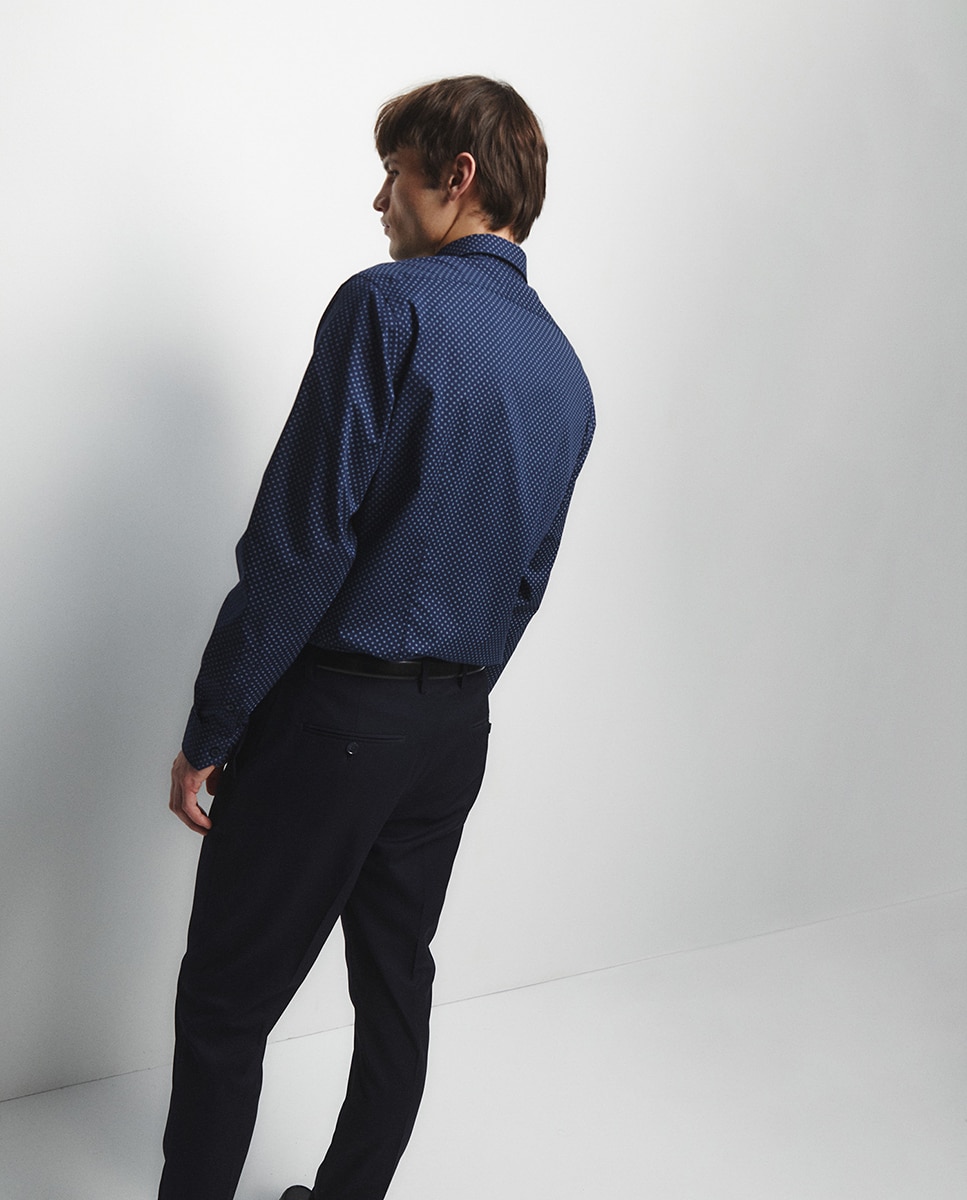 Camisa Estampada Slim Azul-marinho-4