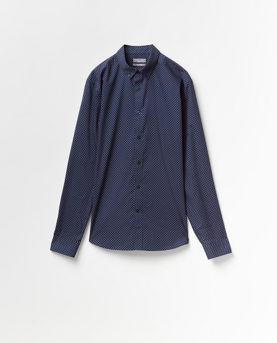 Camisa Estampada Slim Azul-marinho-5