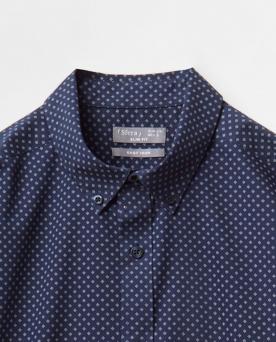 Camisa Estampada Slim Azul-marinho-6