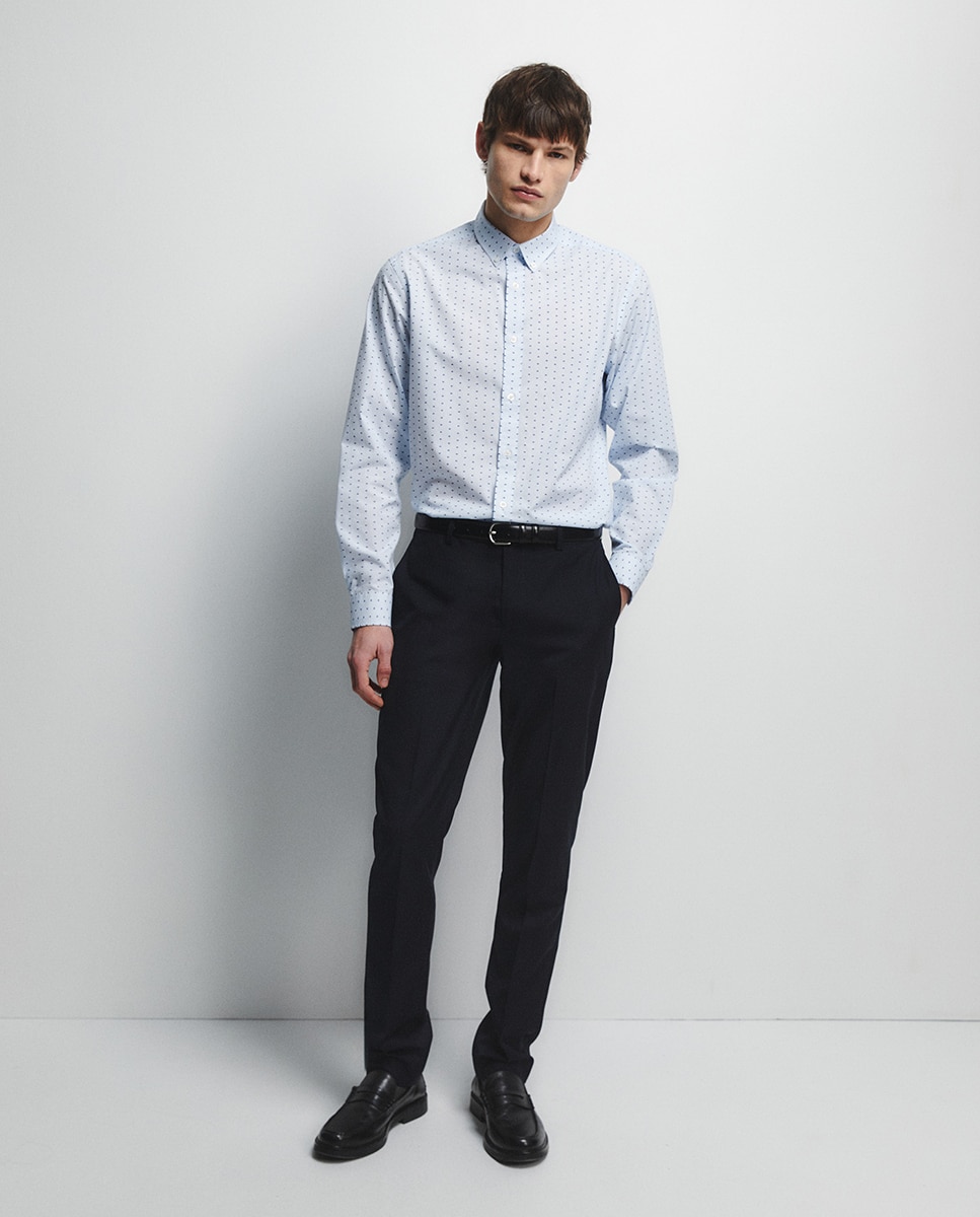 Camisa Estampada com Risca Branco-2
