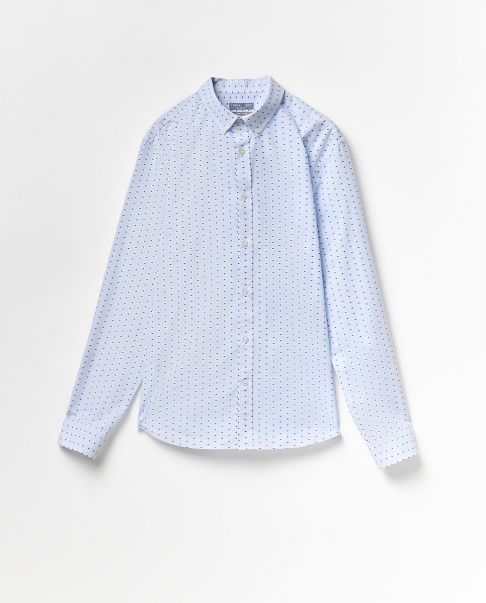 Camisa Estampada com Risca Branco-5