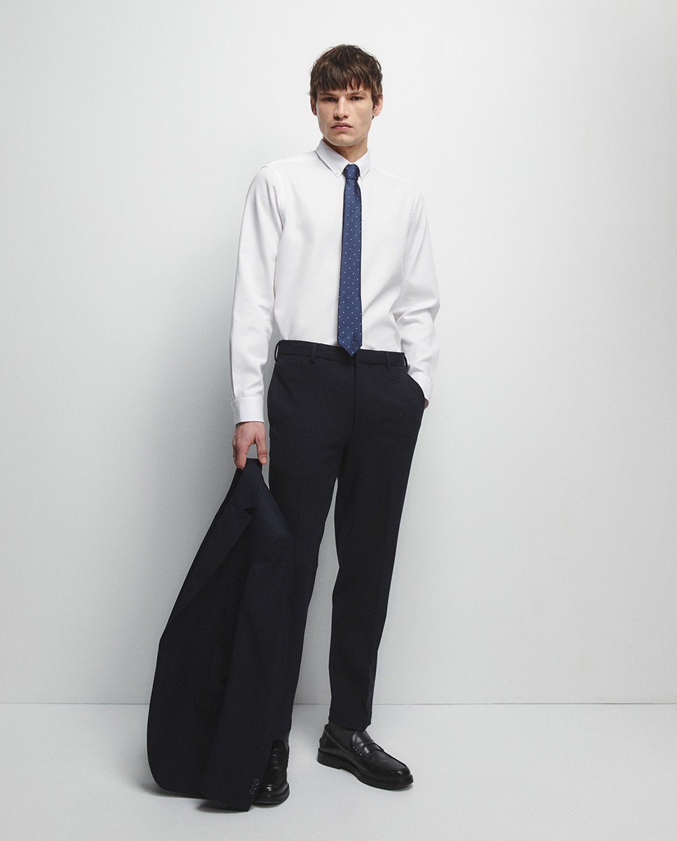 Camisa com Estrutura Slim Branco-2