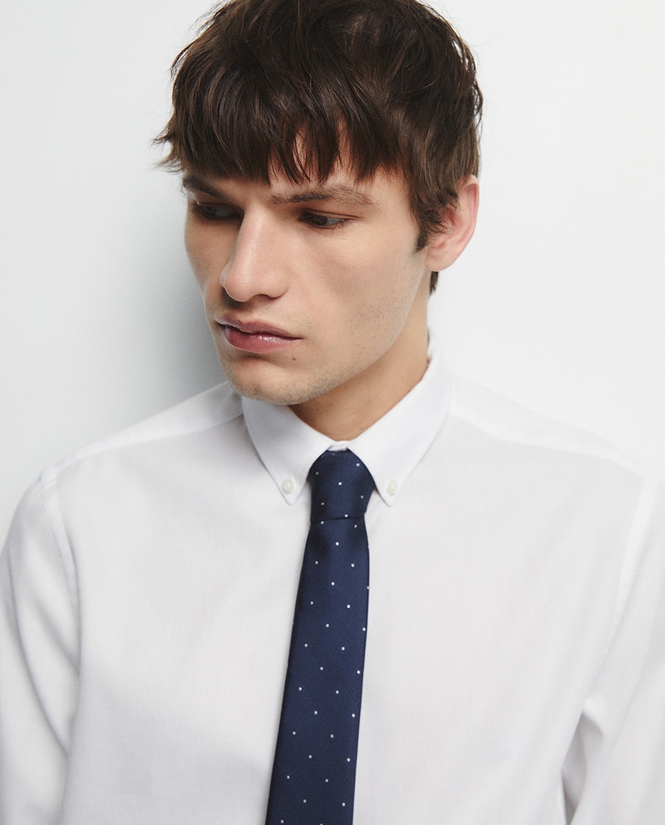 Camisa com Estrutura Slim Branco-3
