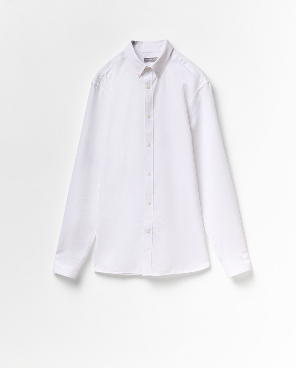 Camisa com Estrutura Slim Branco-5