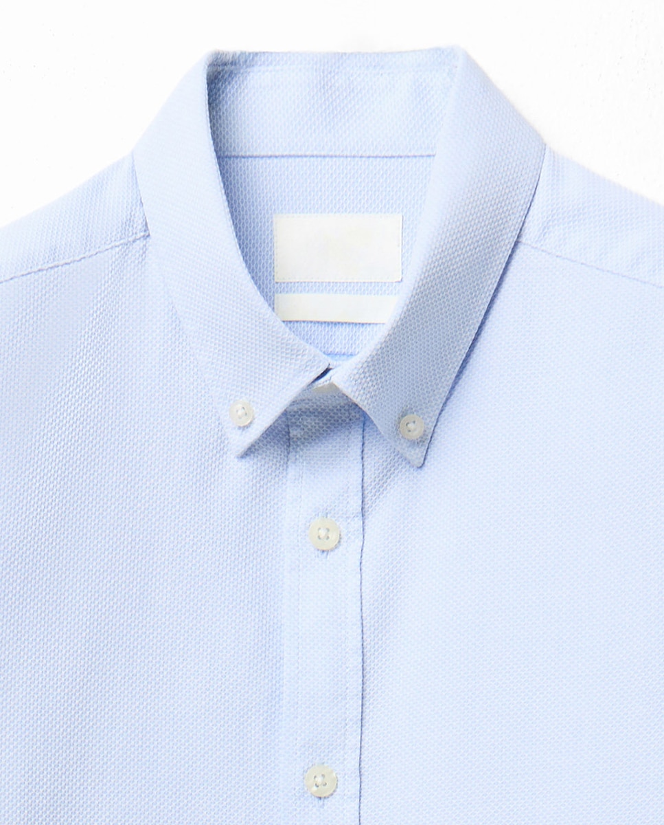 Camisa com Estrutura Slim Azul-7