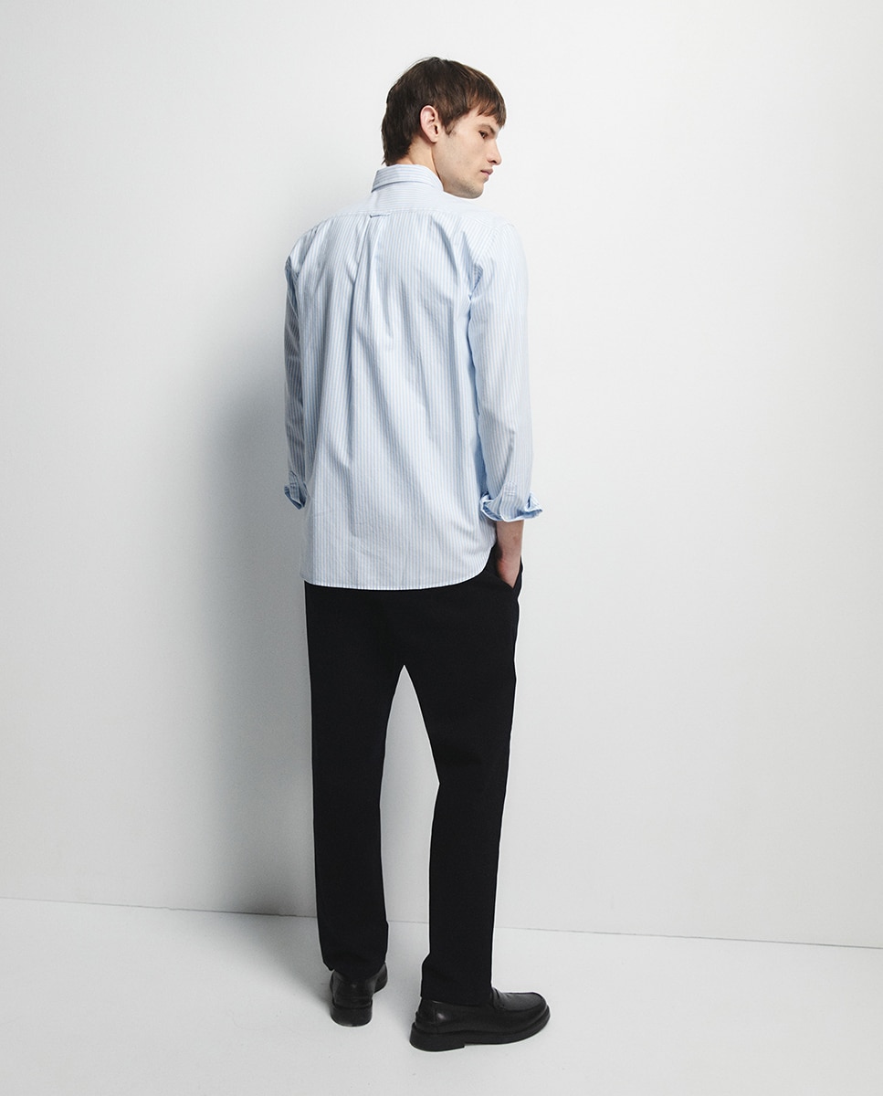 Camisa Oxford às Riscas Azul-6