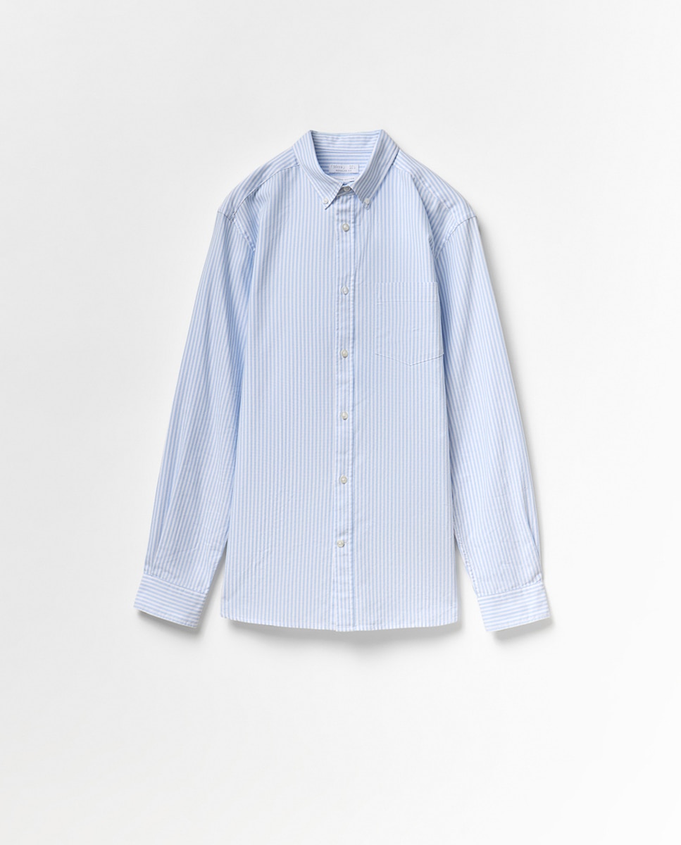 Camisa Oxford às Riscas Azul-7