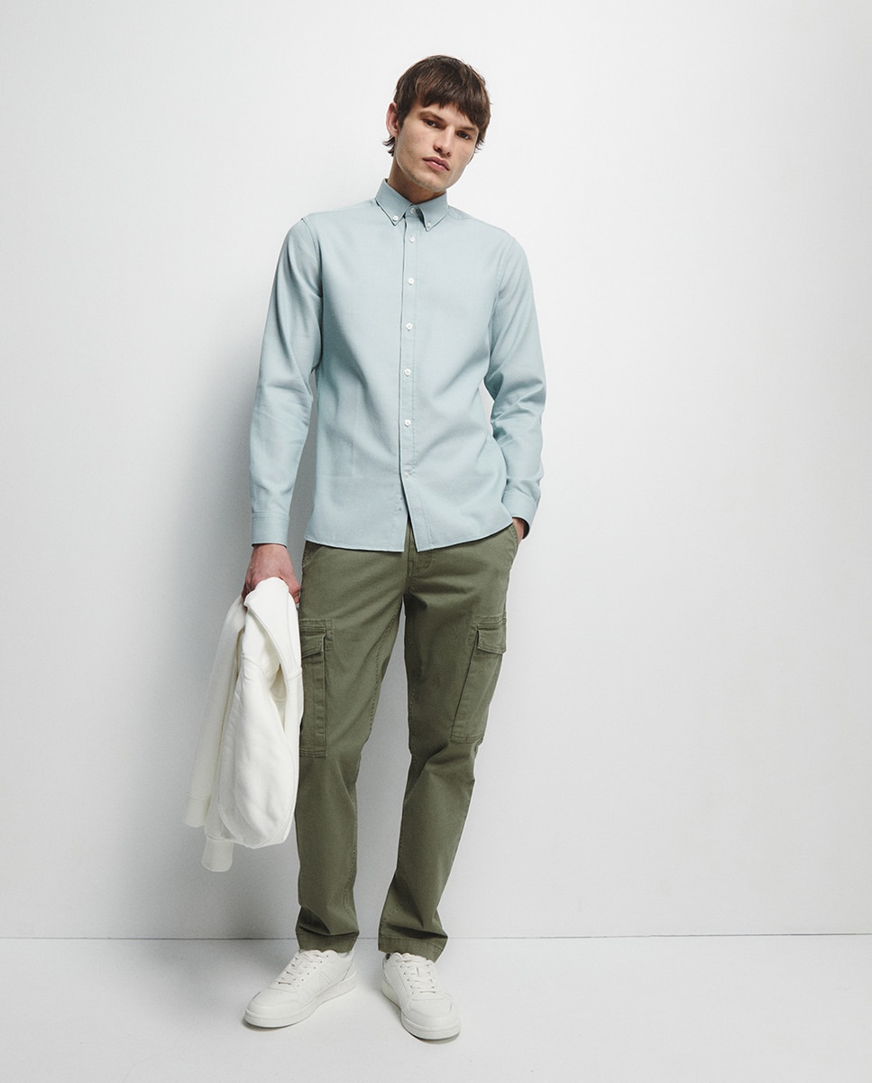 Camisa com Estrutura Slim Verde-2