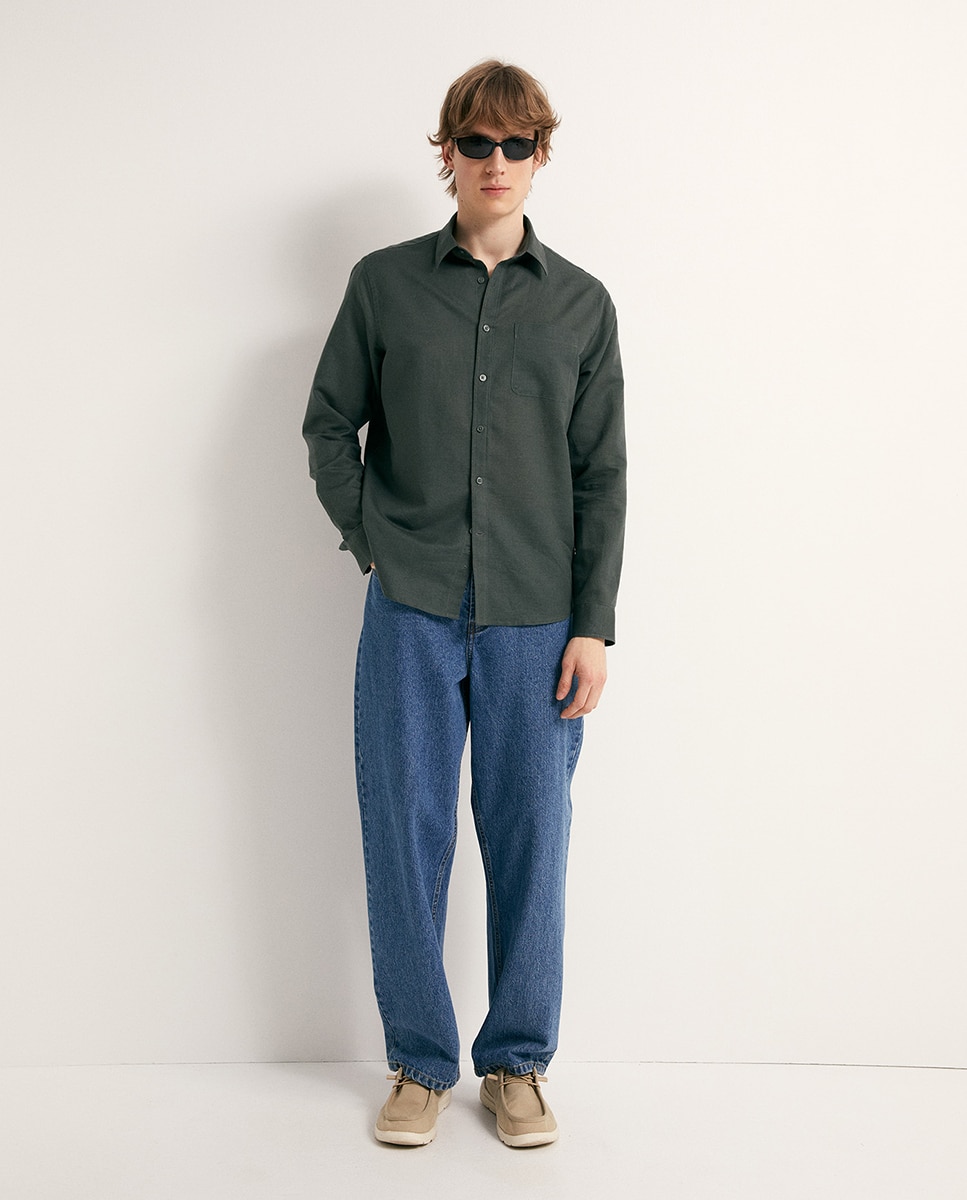 Camisa de Linho Verde-escuro-4