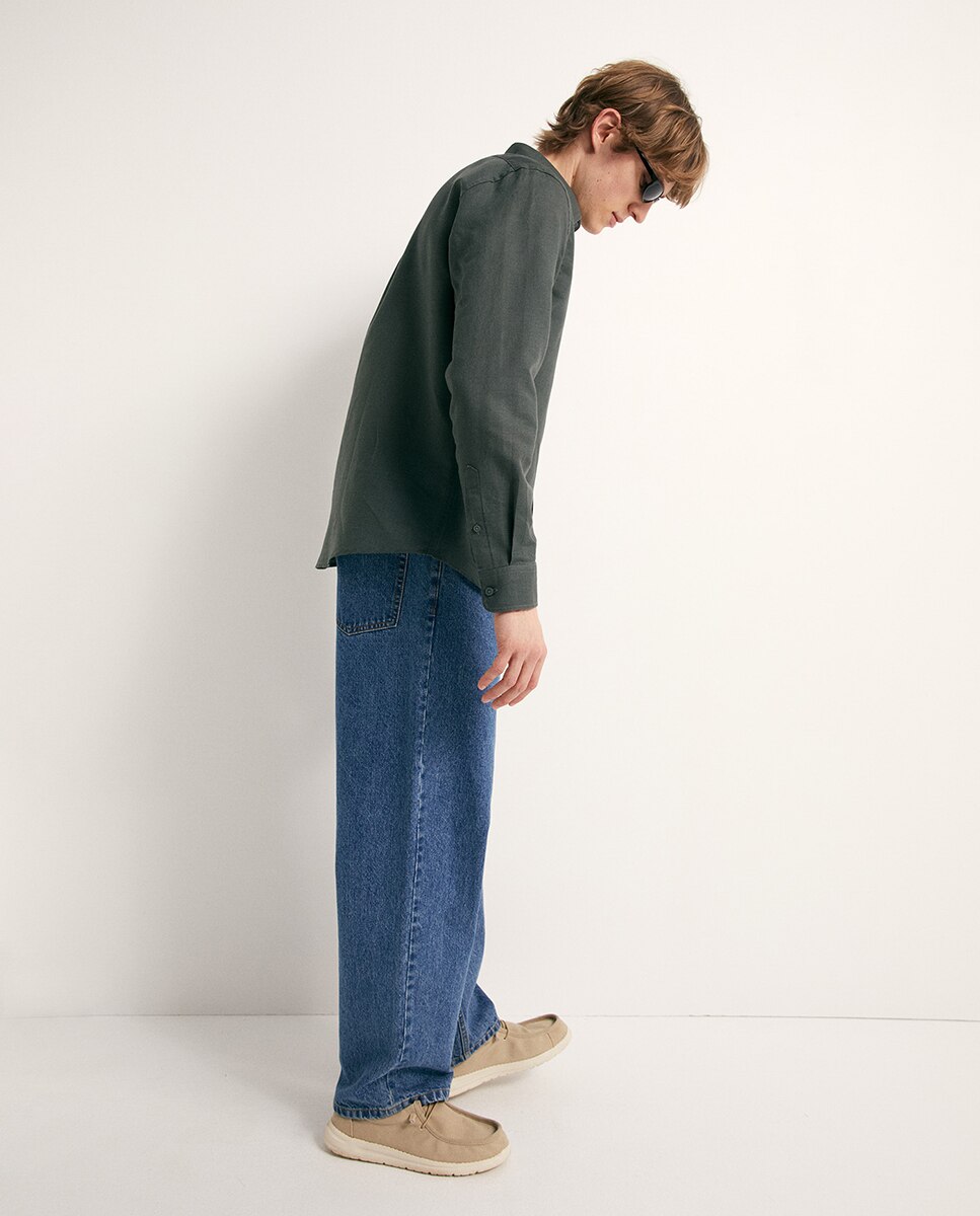 Camisa de Linho Verde-escuro-6