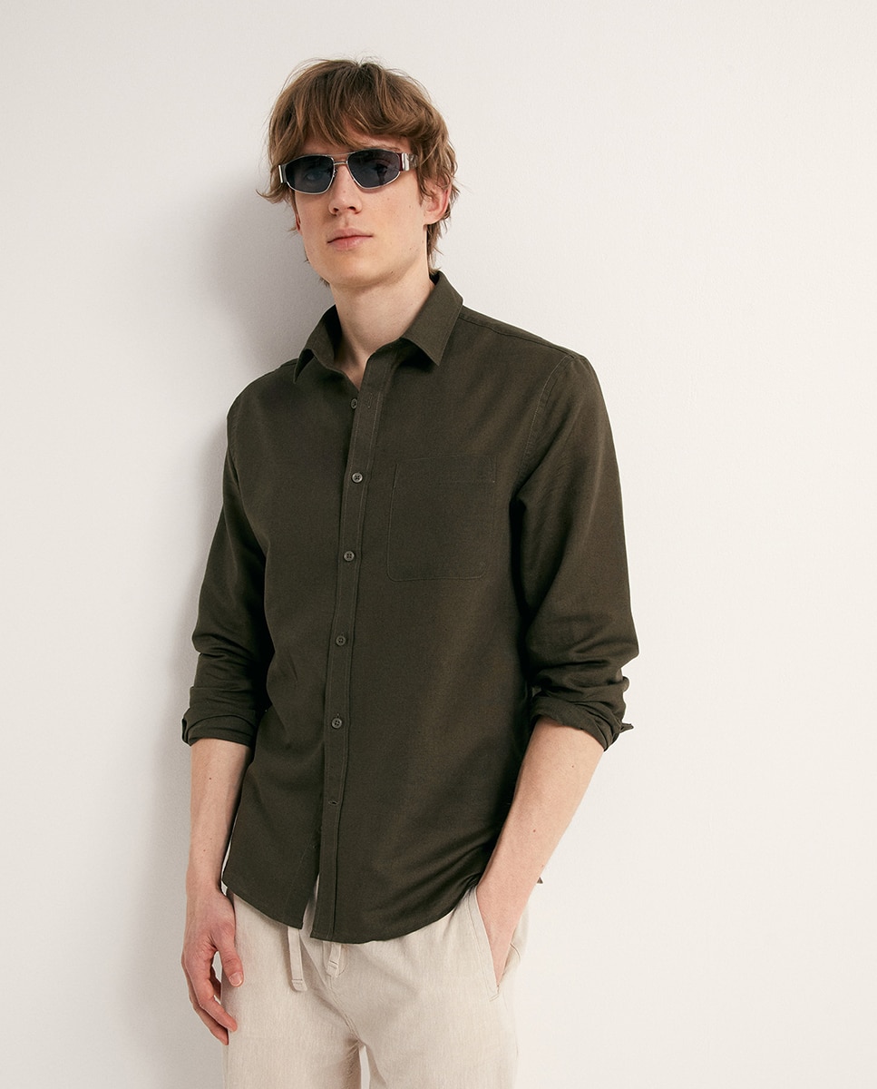 Camisa de Linho Caqui-4