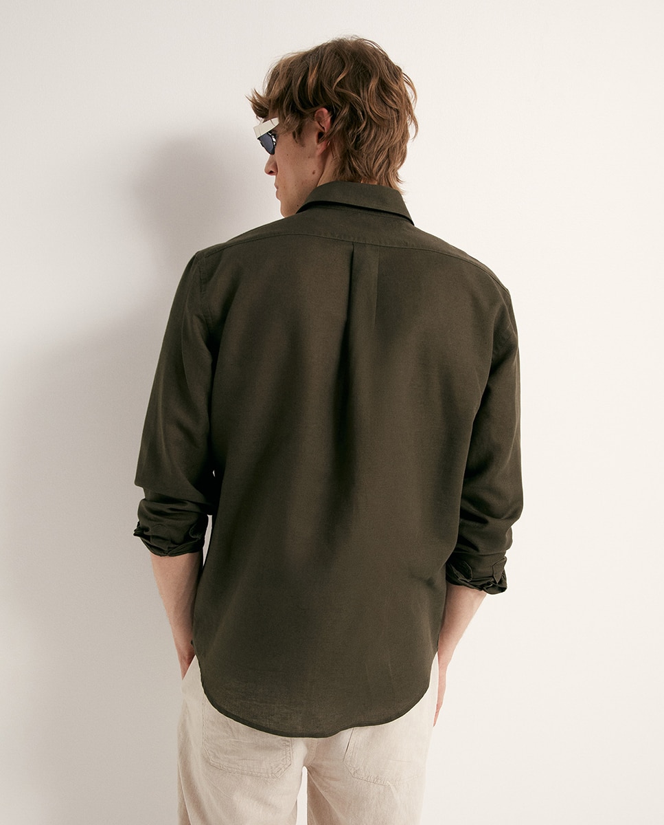 Camisa de Linho Caqui-7
