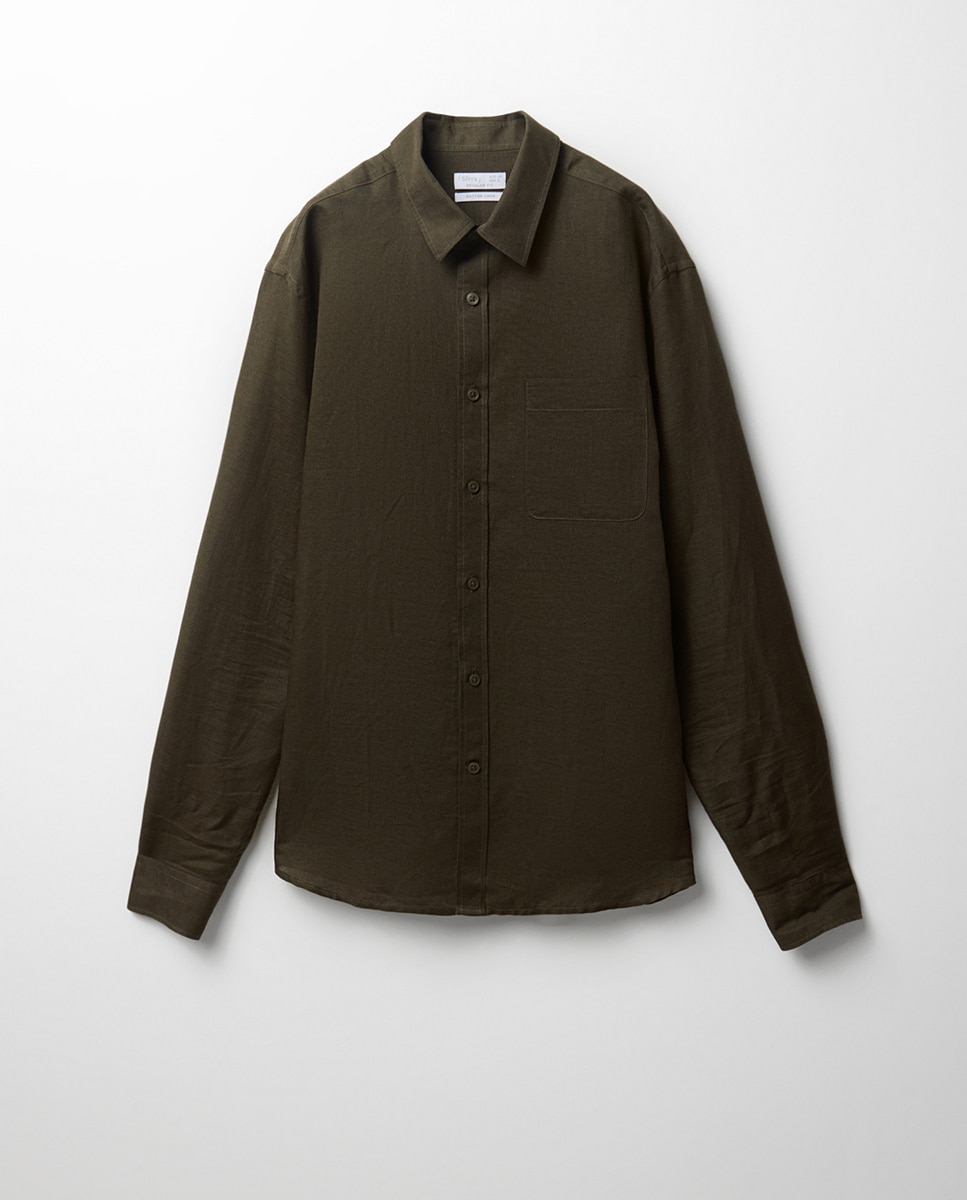 Camisa de Linho Caqui-8