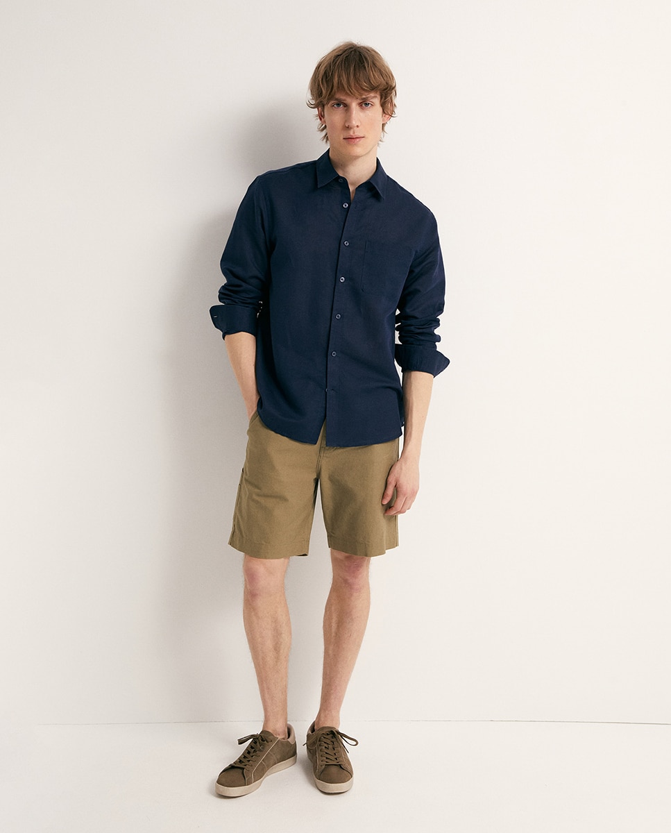 Camisa de Linho Azul-marinho-5