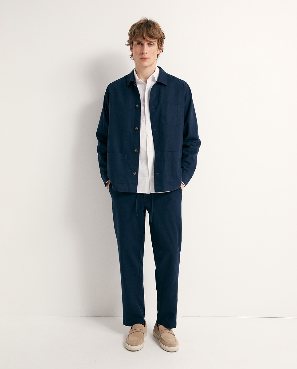 Sobrecamisa de Linho Azul-marinho-3