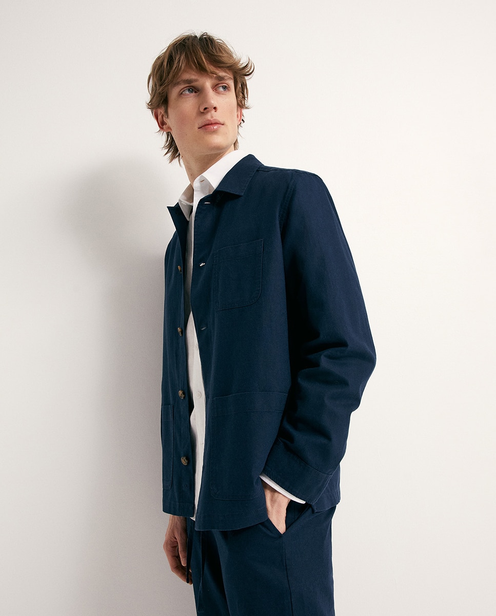 Sobrecamisa de Linho Azul-marinho-2