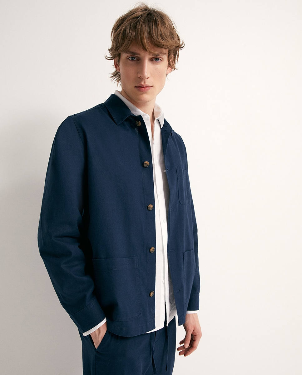 Sobrecamisa de Linho Azul-marinho-3