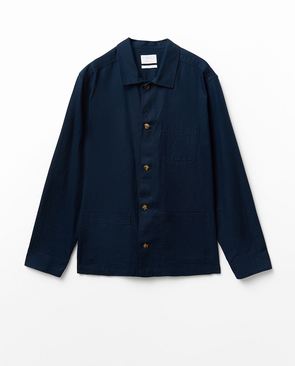 Sobrecamisa de Linho Azul-marinho-9