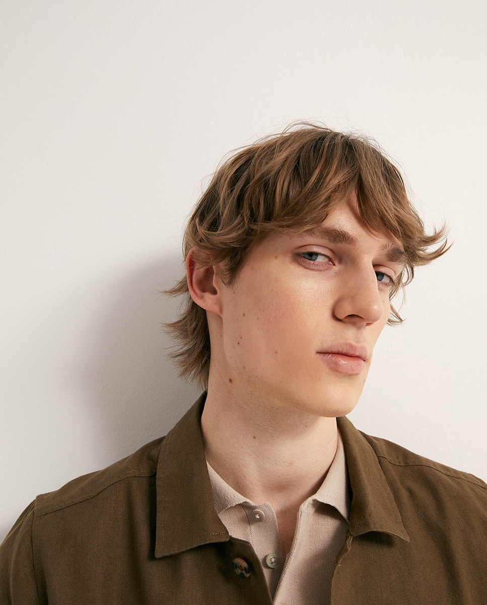 Sobrecamisa de Linho Caqui-4