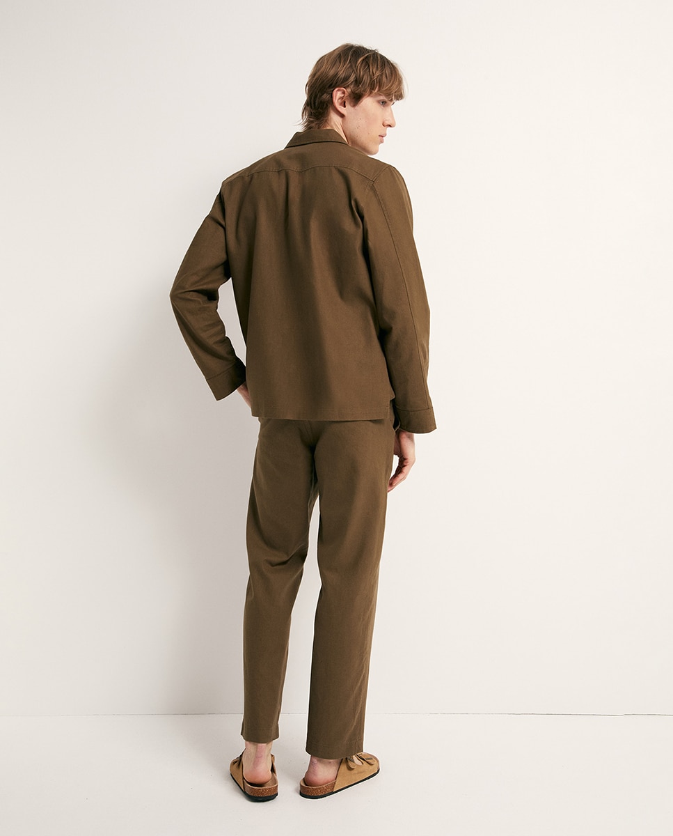 Sobrecamisa de Linho Caqui-5