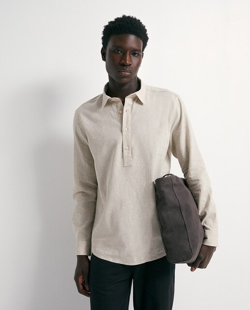 Imagem 0 de Camisa Tipo Polo de Linho