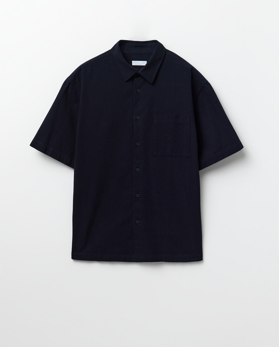Camisa regular microcuadro - Sfera - Azul marino Azul marino-6