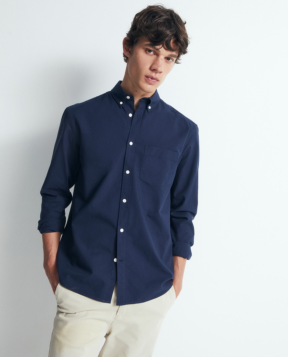 Imagen 0 de Camisa regular oxford Azul marino