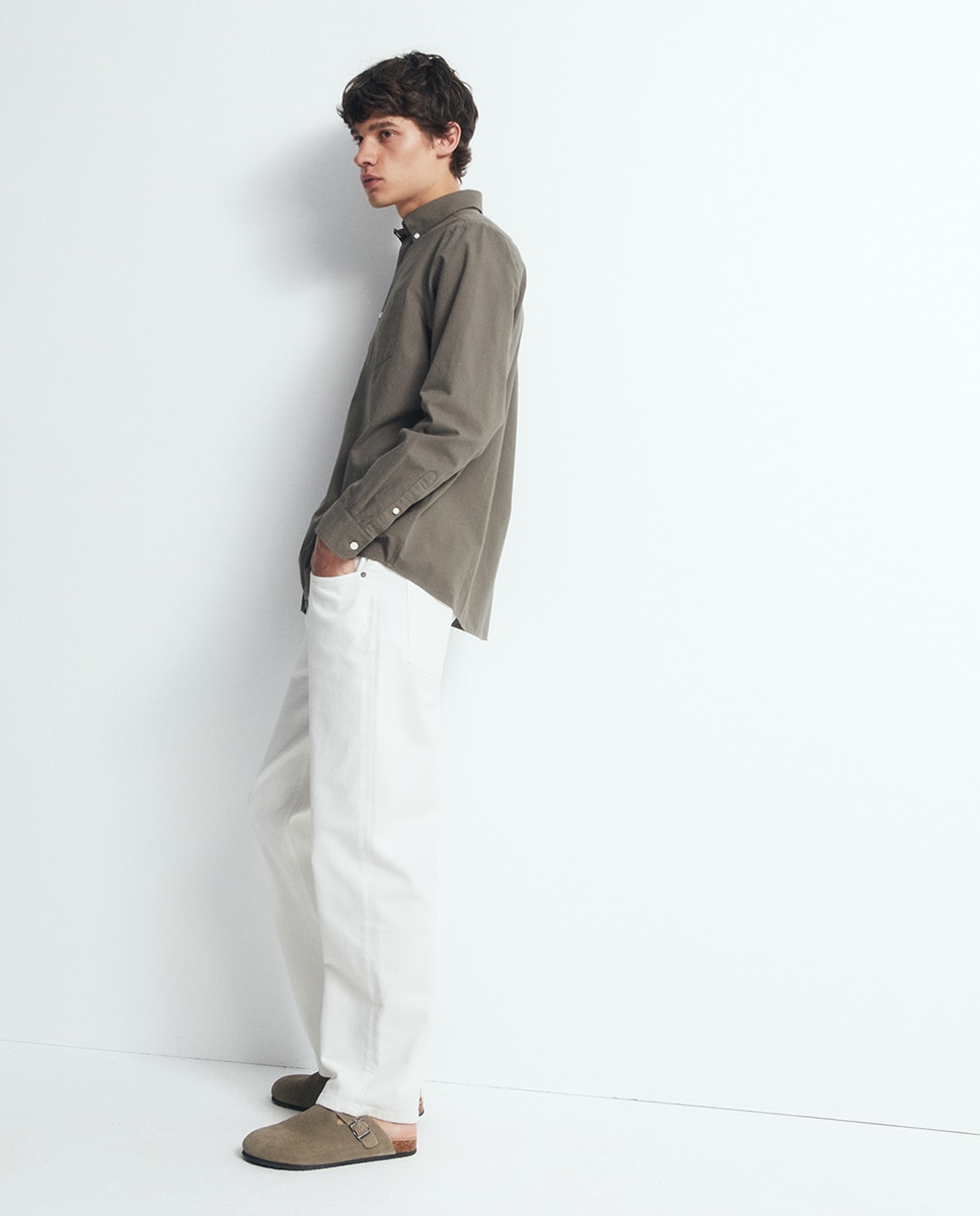 Camisa Regular Oxford 520 Caqui-3