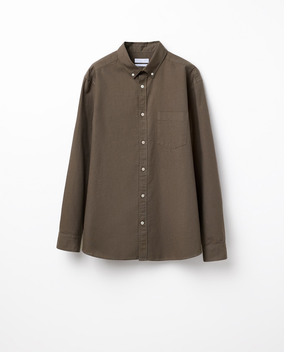 Camisa Regular Oxford 520 Caqui-6