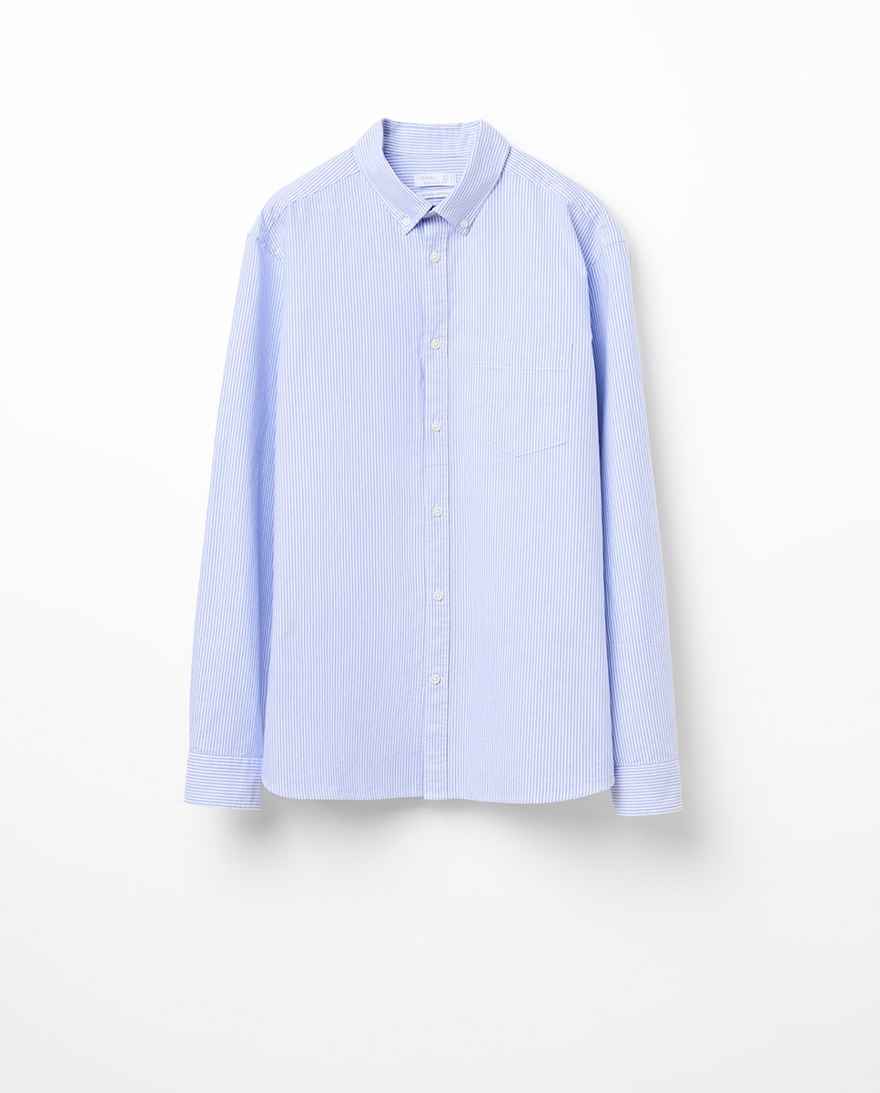 Camisa Regular Oxford às Riscas 400 Azul-6
