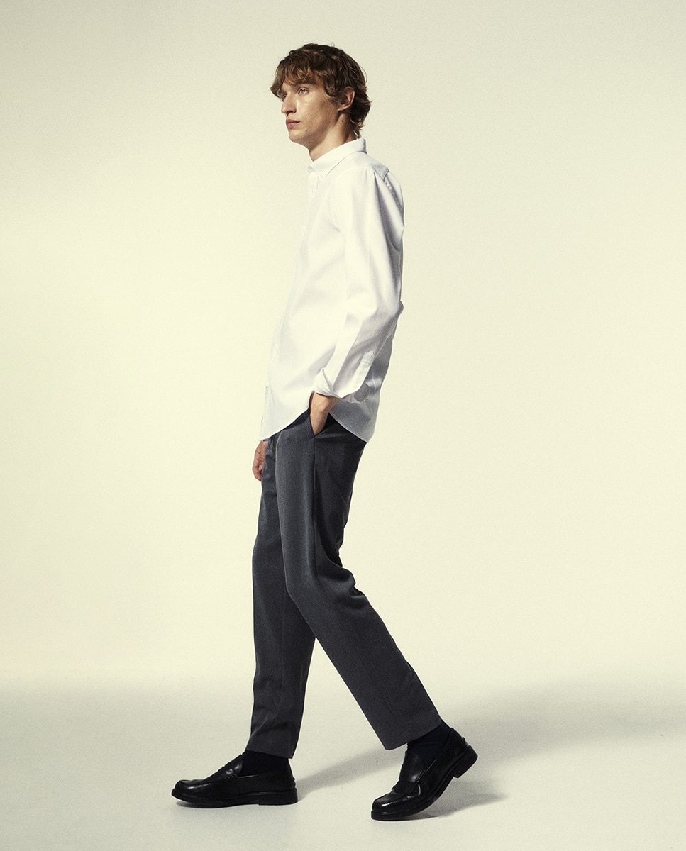 Camisa Slim com Estrutura Branco-3