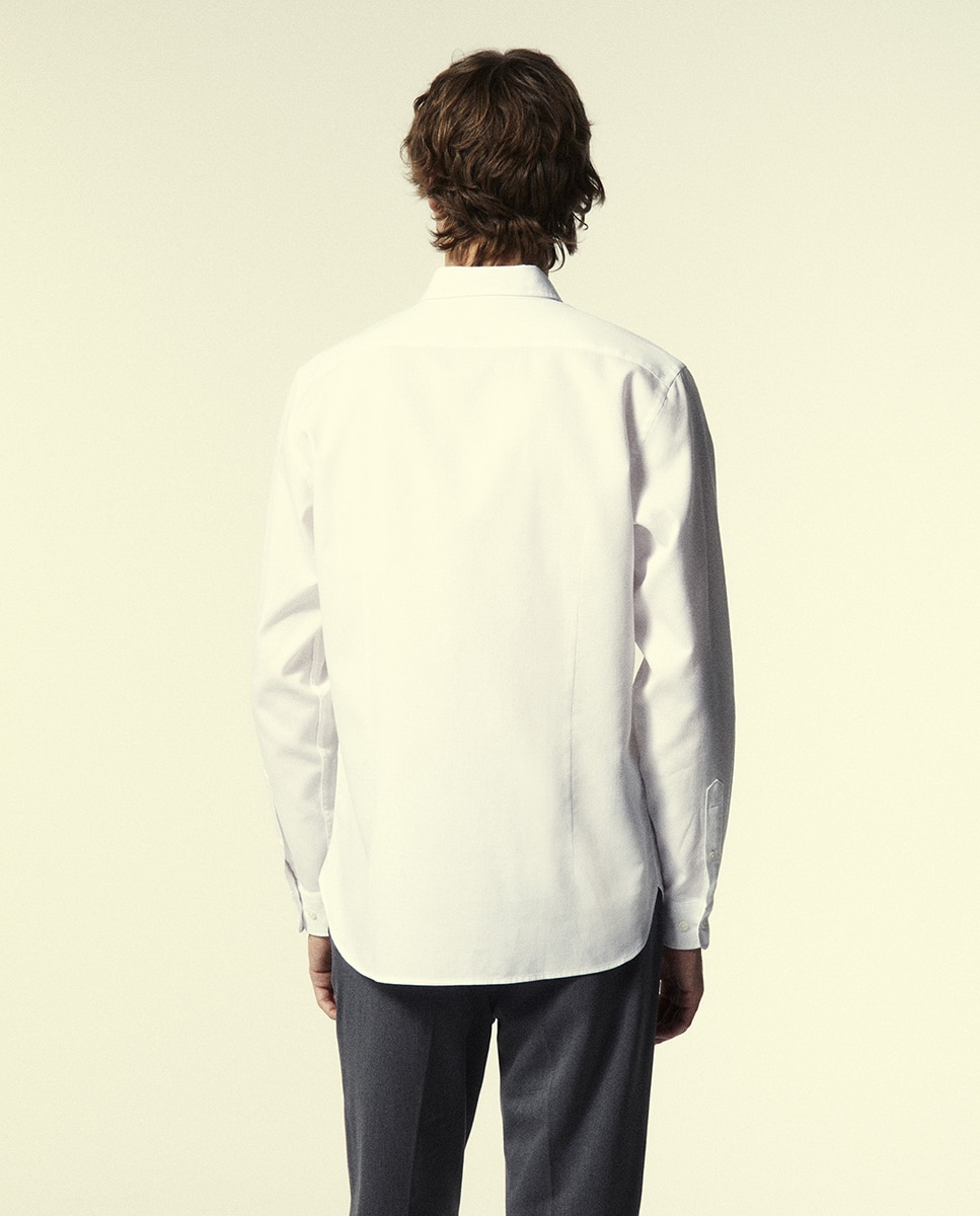 Camisa Slim com Estrutura Branco-4