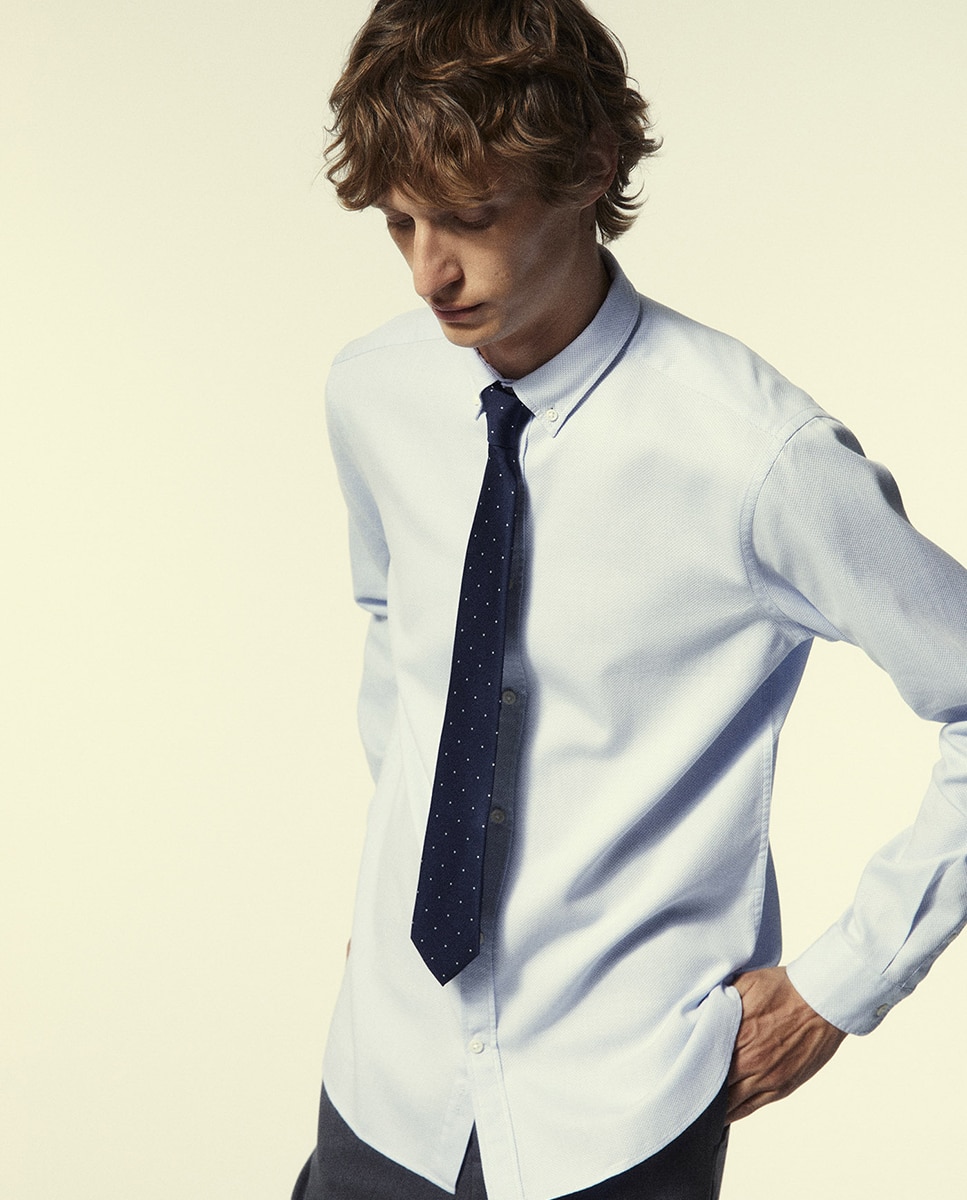 Camisa Slim com Estrutura 410 Azul Claro-2