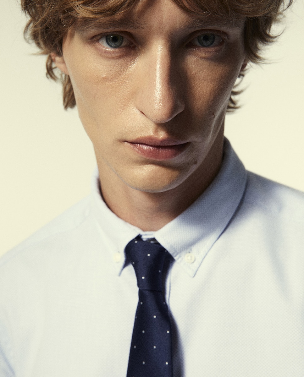 Camisa Slim com Estrutura 410 Azul Claro-4