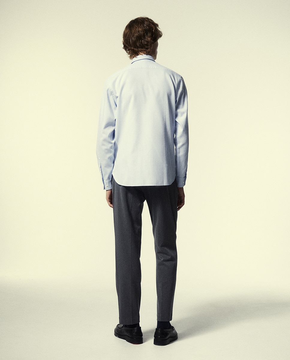 Camisa Slim com Estrutura 410 Azul Claro-5
